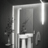 Bjhon 1 Waschbecken von Agape, Design Angelo Mangiarotti. Weißes Standwaschbecken im Bad. Verfügbar in massivem Block Marmor oder hochwertigem Cristalplant®.
