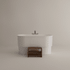 Immersion Badewanne von Agape, Design Neri&Hu, freistehend aus weißem Cristalplant biobased und Holz Inlay
