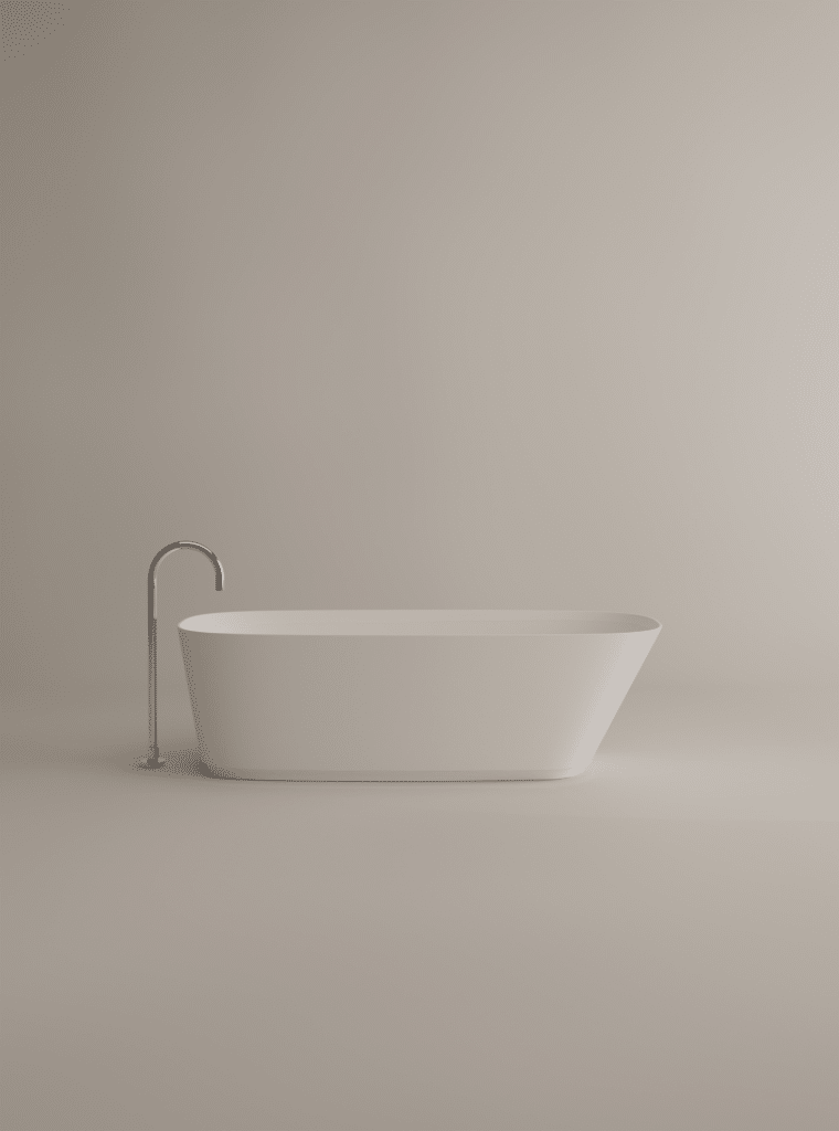 Neb Badewanne von Agape, Design Neri&Hu, freistehende Badewanne in Weiß mit Armatur