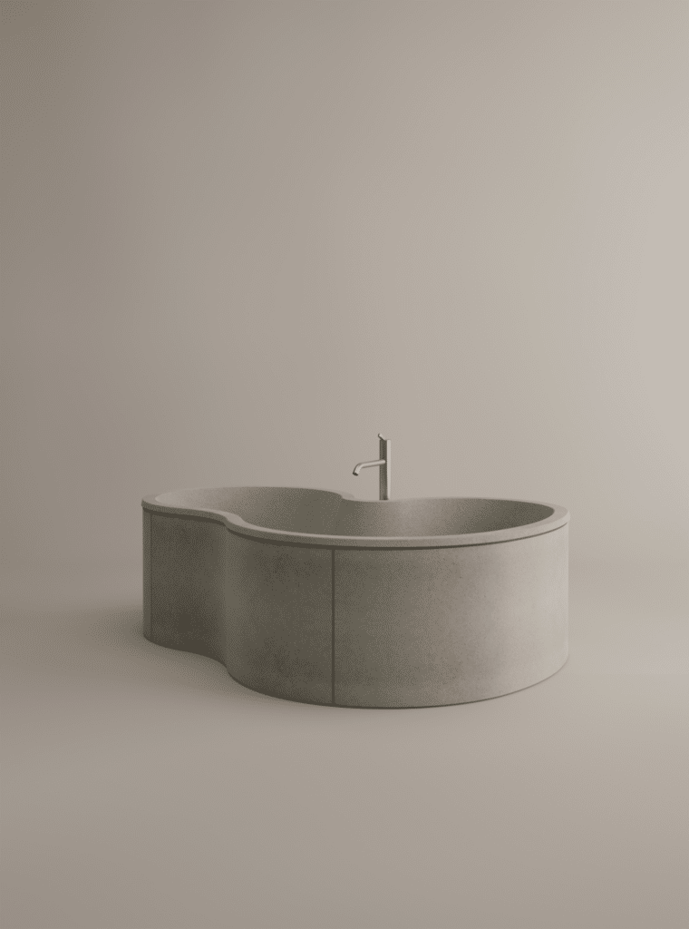DR Badewanne von Agape, Design Studio MK27, freistehend, hellgrau und aus Cemento® Material