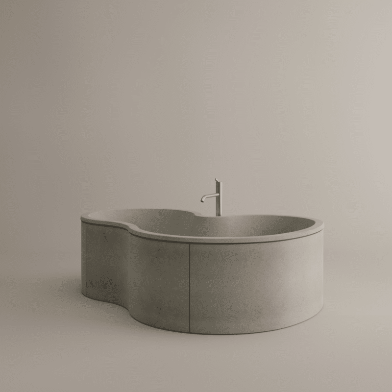 DR Badewanne von Agape, Design Studio MK27, freistehend, hellgrau und aus Cemento® Material