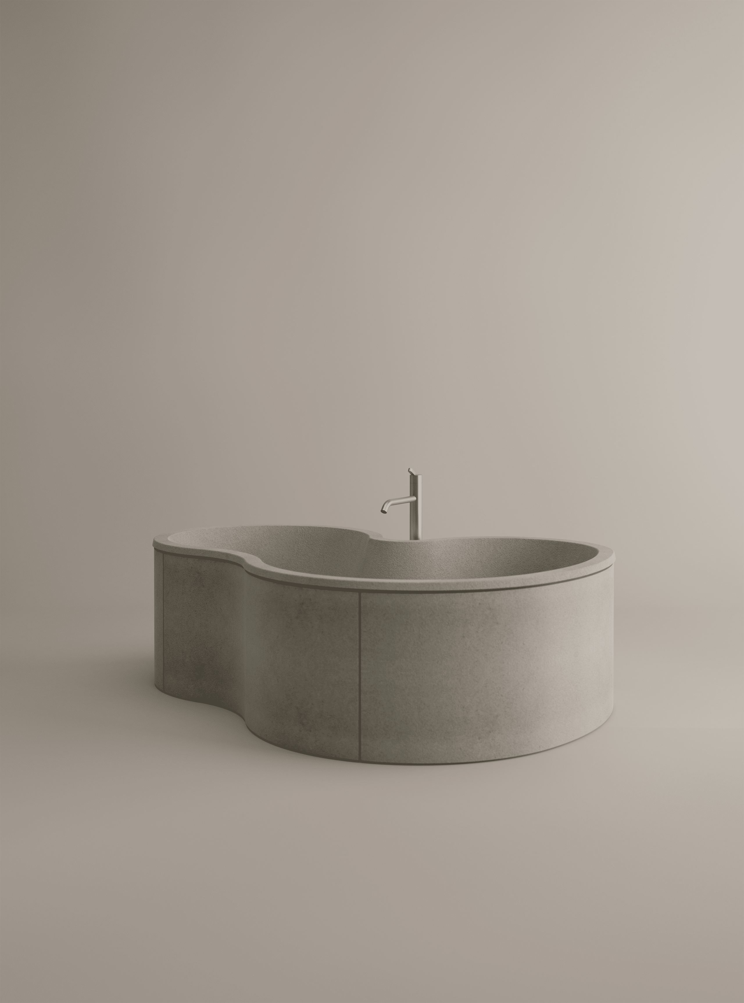 DR Badewanne von Agape, Design Studio MK27, freistehend, hellgrau und aus Cemento® Material