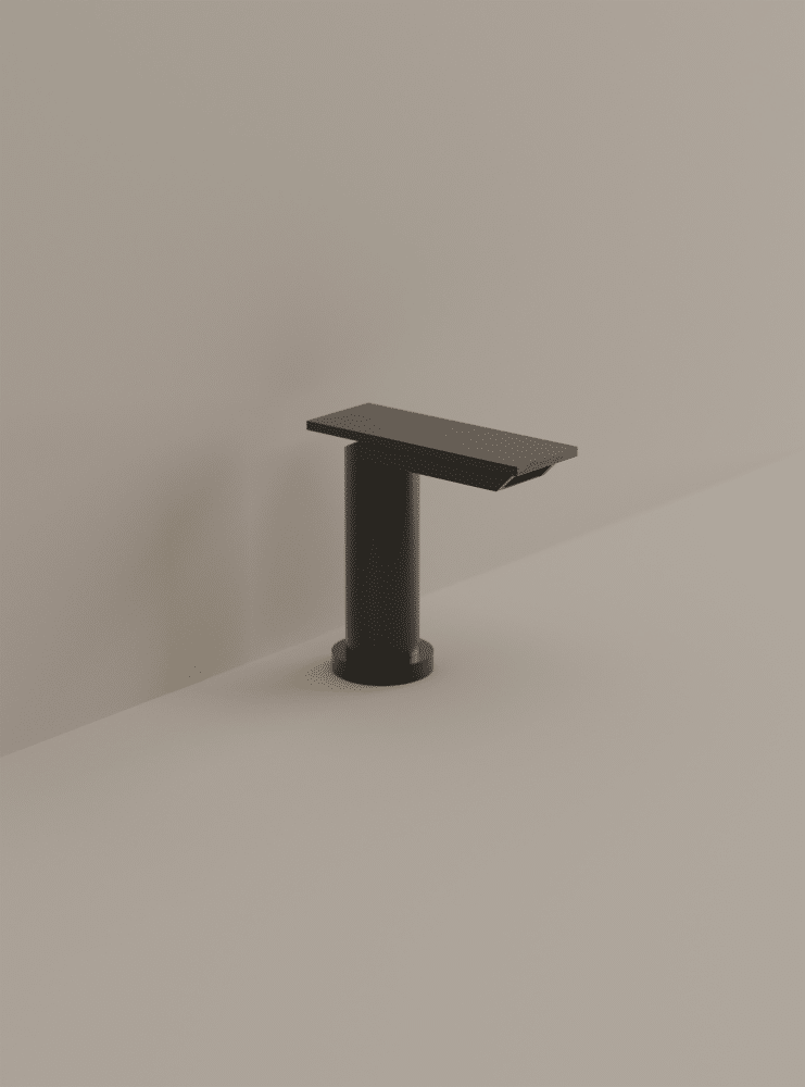 Armatur Sen von Agape, Design Gwenael Nicolas, Detailansicht, in eloxiertem, gebürstetem schwarzen Aluminium oder Weiß matt erhältlich.