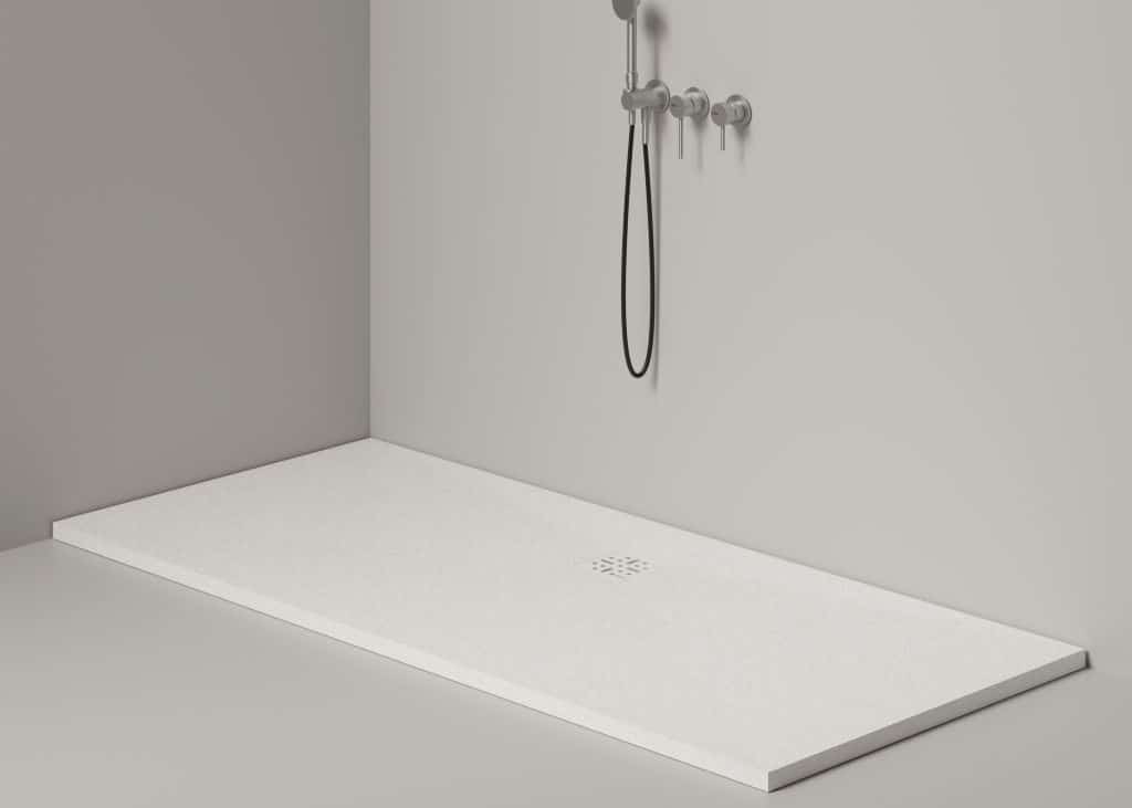 Alice Ceramica Katai Duschwanne bodeneben, weiß Cast Marble, minimalistisches Design