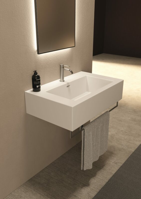 Alice Ceramica Kubo Aufsatzwaschbecken 80x50cm, weiß matt mit kantigem Design