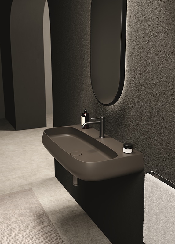Alice Ceramica Nur Aufsatzwaschbecken 90x45cm, braun kaffee mit negativer Randneigung