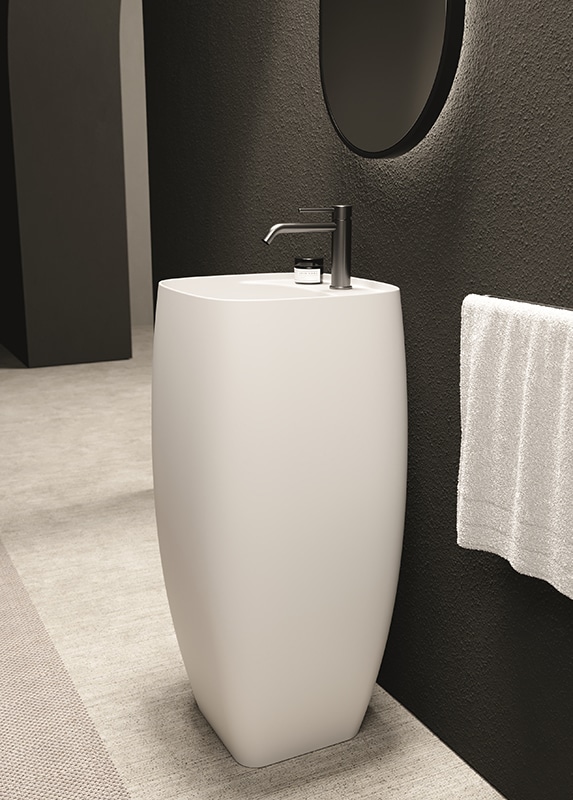 Alice Ceramica Nur Standwaschbecken Freestanding Plan, weiß matt mit minimalistischem Design