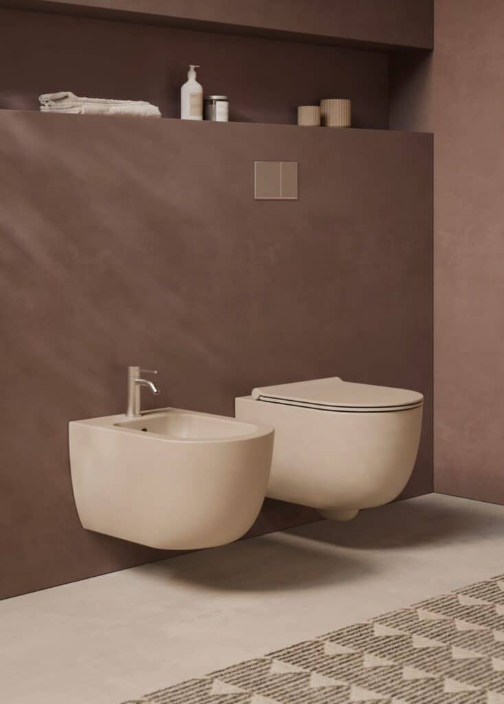 Alice Ceramica Unica WC und Bidet 50cm wandhängend, weiß konisch