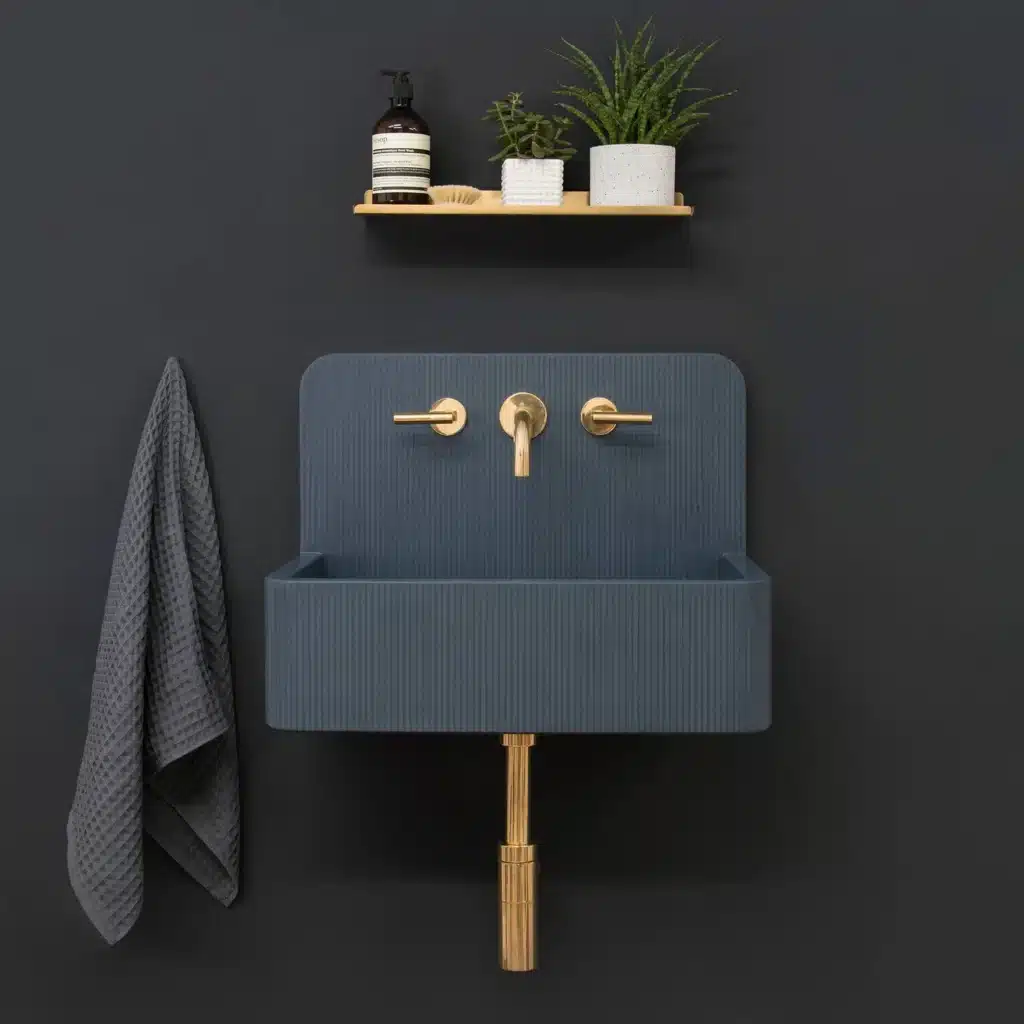 Kast Concrete Basins Elm Eimer-Waschbecken wandmontiert, blaugrau Storm, Nadelstreifenmuster vertikal Canvas Collection