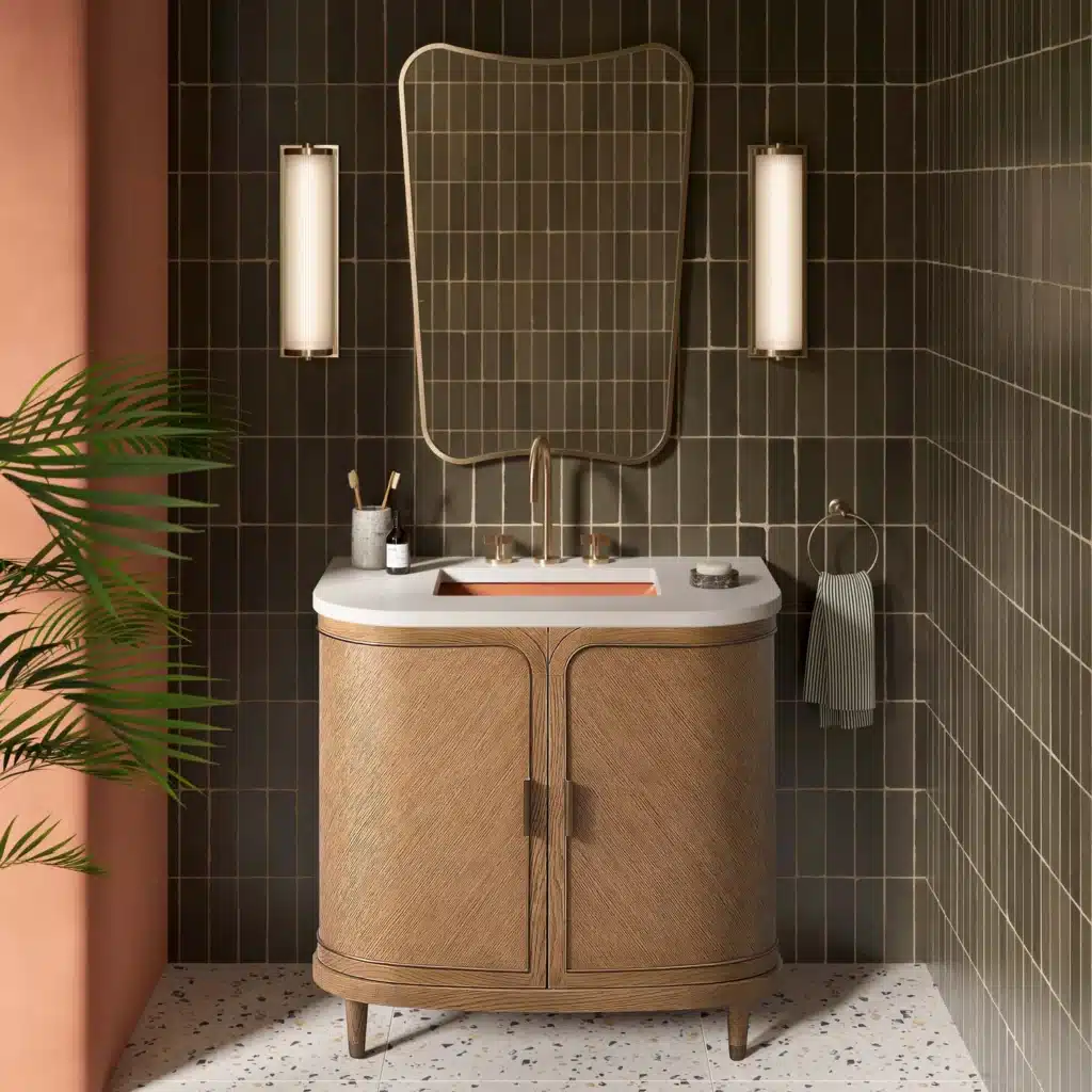 Kast Concrete Basins Esti Unterbau-Waschbecken, orange Ember, rechteckig flach eingelassen Unterschrank
