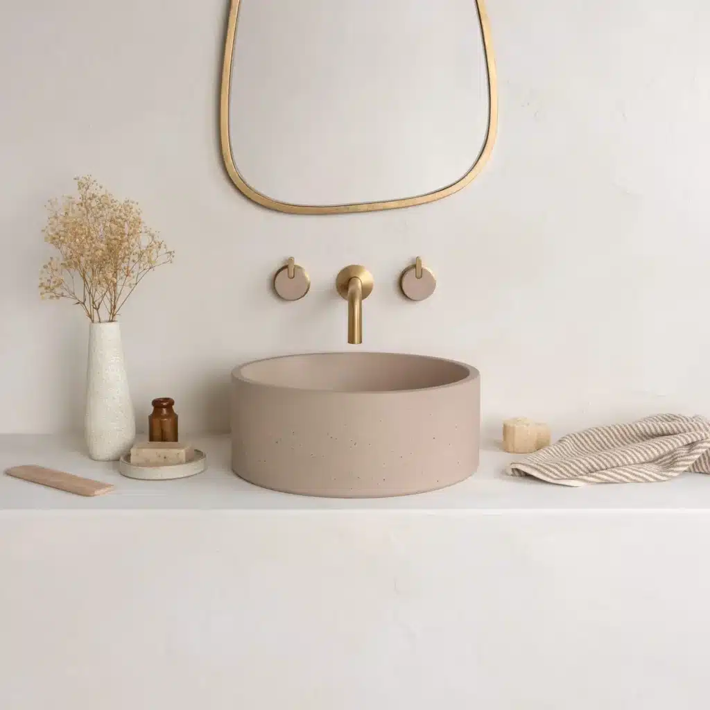 Kast Concrete Basins Oska Aufsatzwaschbecken rund, beige Wheat, schlichte zeitlose Form minimalistisch